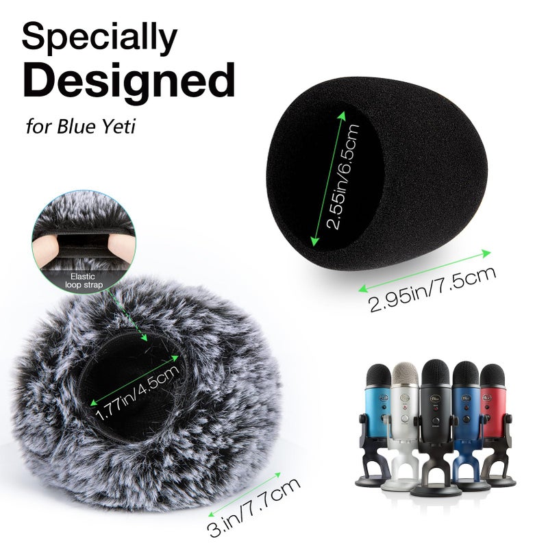 SUNMON Windscreen Muff and Foam for Blue Yeti, Blue Yeti Pro USB Condenser Microphone, Indoor Outdoor Microphone Windshield 2 PACK by SUNMON - Image 5